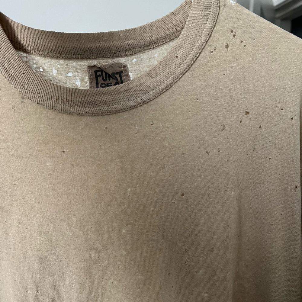 Furst of a Kind cream distressed tee